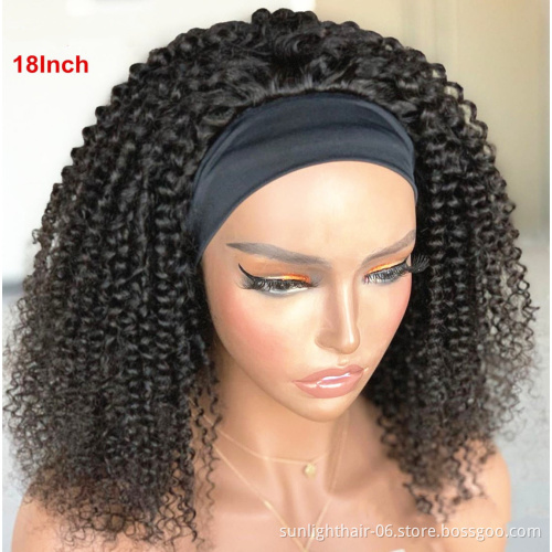 Sunlight Hair Headband Scarf Wig brazilian hair Glueless human hair wigs for black Women Headband Wig with headband attached